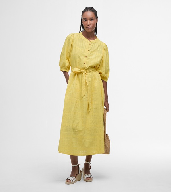 HEIDI Crew Neck Waist Tie-Up Midi Dress