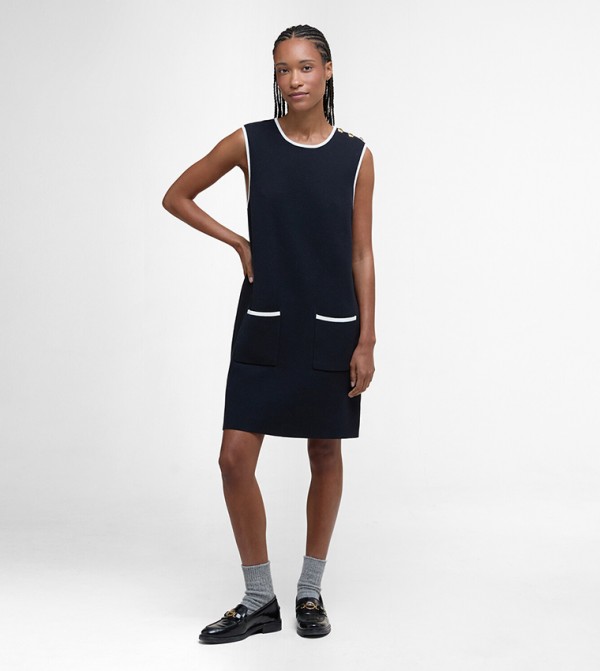 COLLEEN Contrast Tipping Knitted Sweater Dress