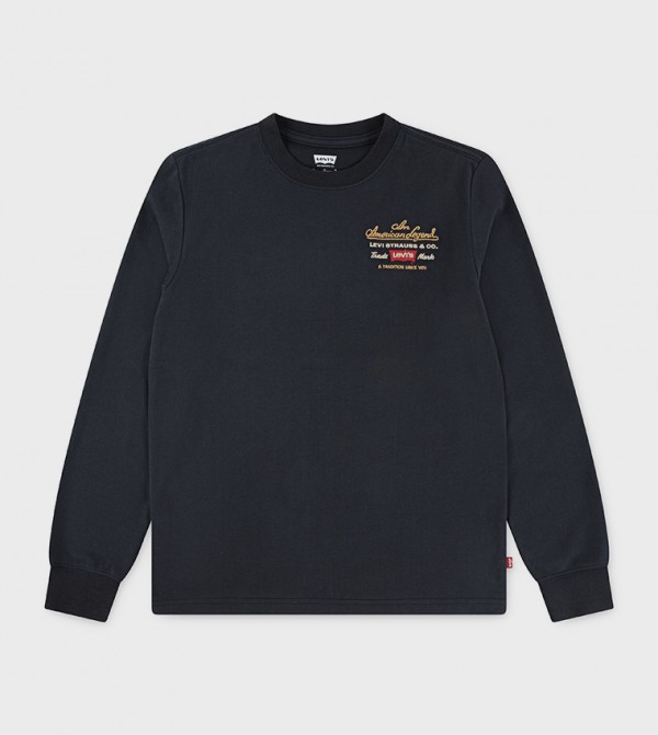 Buy Levi's Logo Embroidered Long Sleeves T Shirt In Black