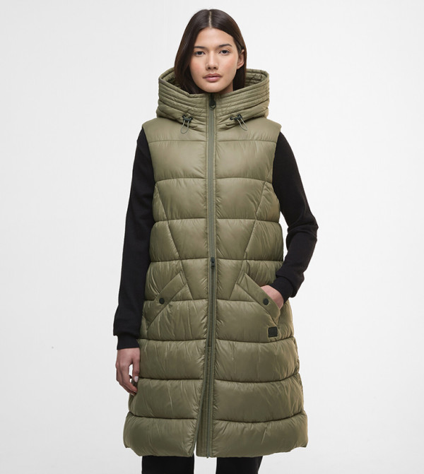 CECILLA Zippered Hooded Long Gilet