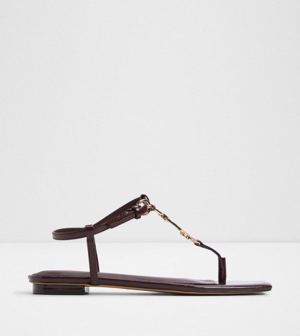 LORENZA Metal Accent T-Strap Sandals