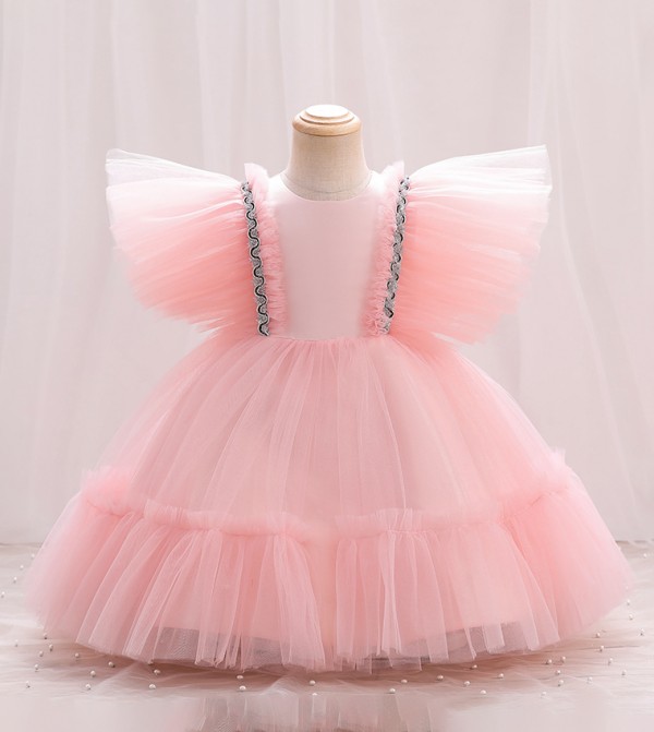 Lace Princess Dress With Bow Shrimp