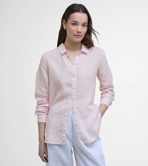 قميص مخطط بأكمام طويلة