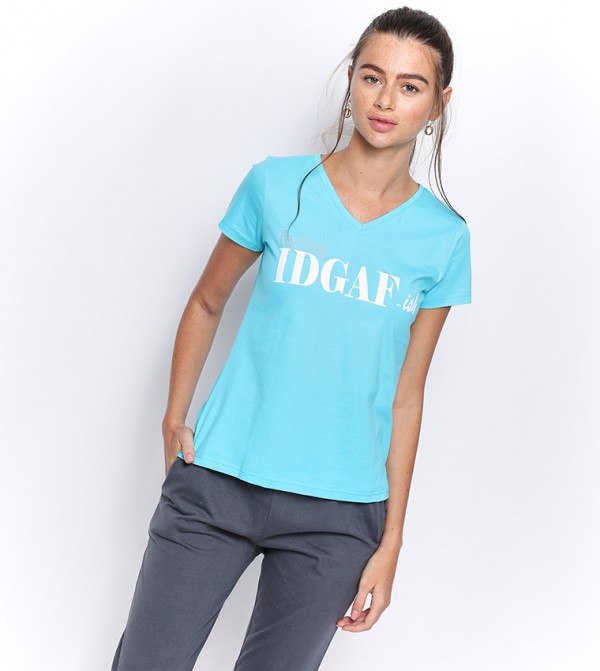 Typography Printed Short Sleeves T-Shirt