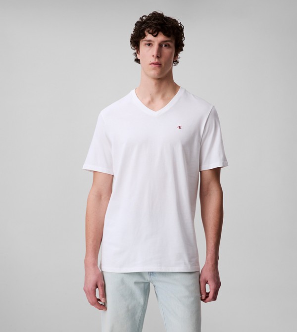 Logo Embroidered V-Neck T-Shirt