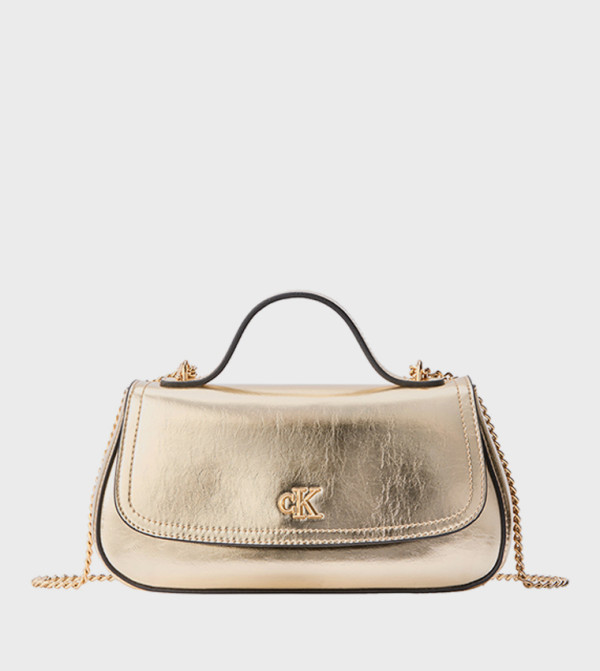Metallic Flap Top Handle Bag