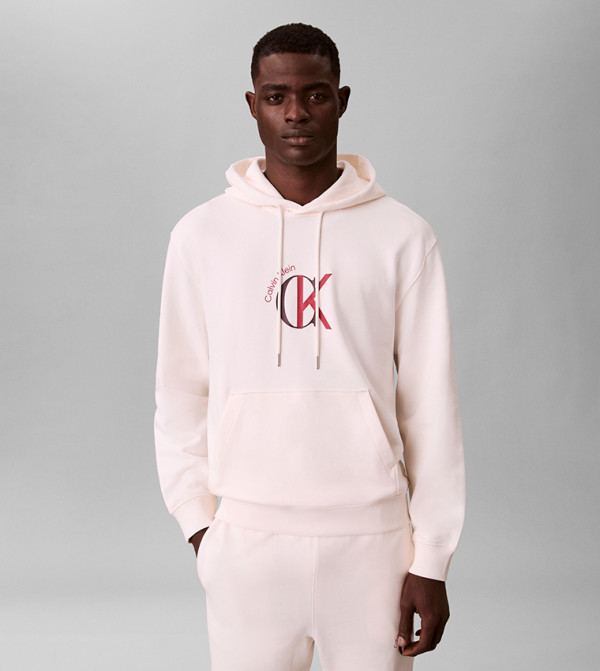 Logo Printed Long Sleeves Terry Hoodie