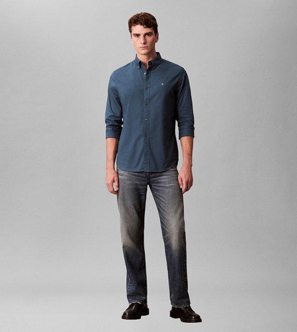 Logo Embroidered Long Sleeves Oxford Shirt