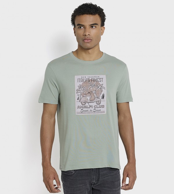Printed Crew Neck Cotton T-Shirt