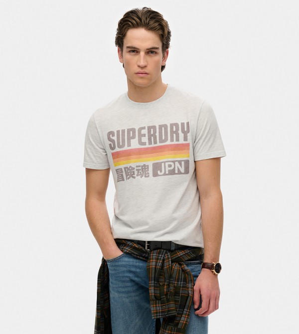 Japan Stripe Printed Relaxed Fit T-Shirt