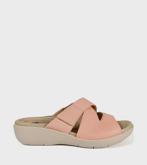 Textured Open Toe Wedges