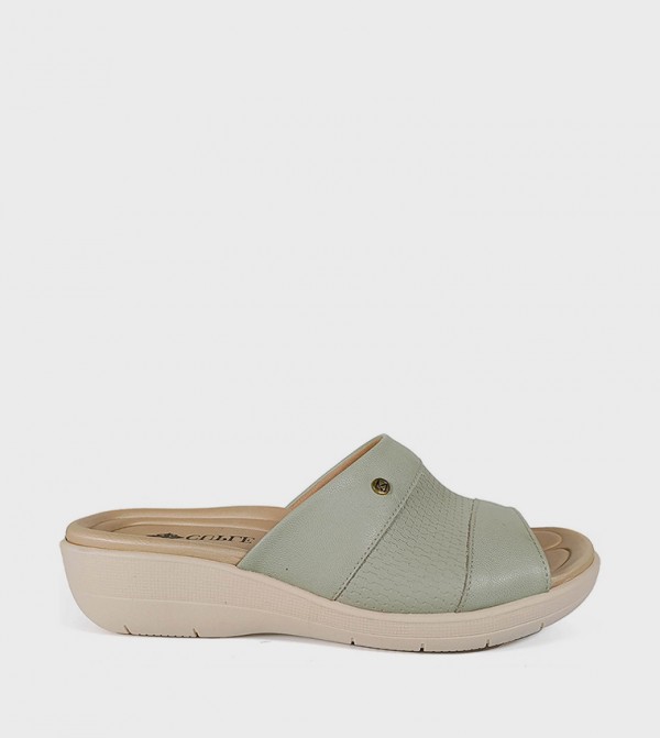 Textured Open Toe Wedges