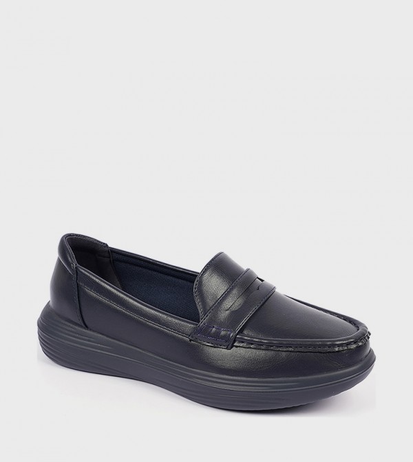 Textured Round Toe Slip-On Shoes