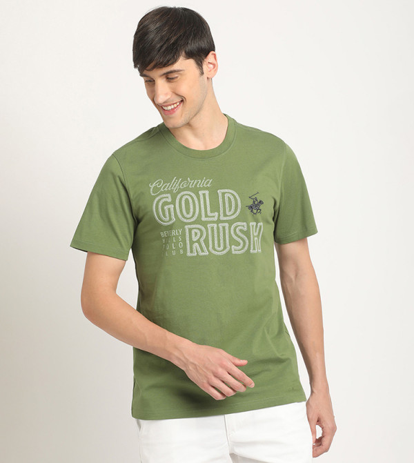 تيشيرت مطرز بشعار العلامة التجارية وبطبعة 