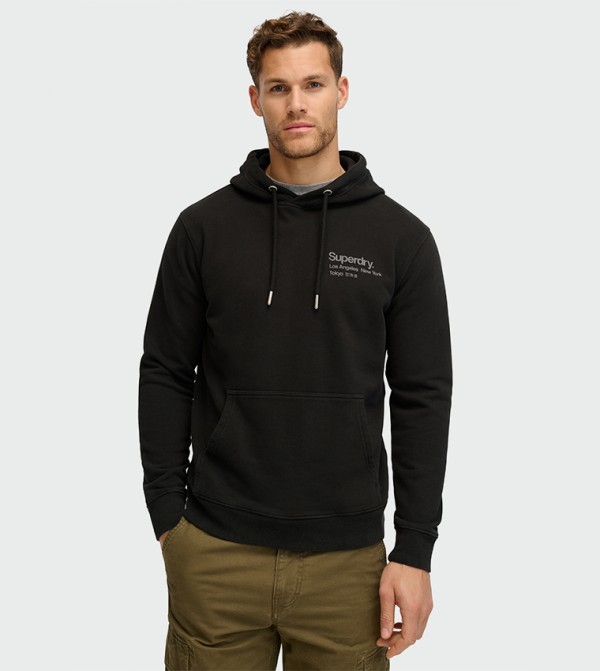 Core Logo Printed Long Sleeves Hoodie