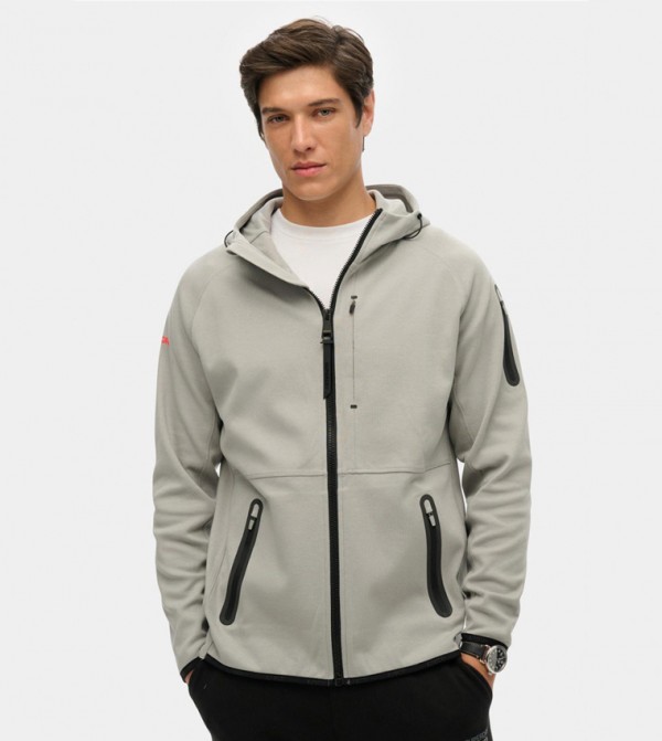 Tech Logo Zip-Through Hooded Jacket