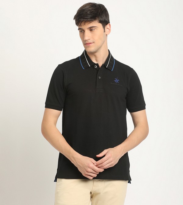 Logo Embroidered Contrast Trim Polo T-Shirt