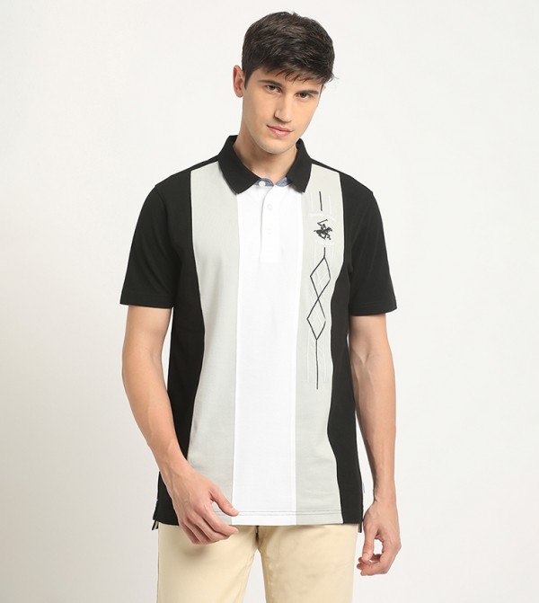 Color Block Logo Embroidered Polo T-Shirt