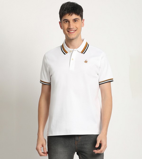 Contrast Piping Logo Detail Polo T-Shirt