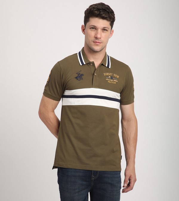 Logo Embroidered Color Block Polo T-Shirt