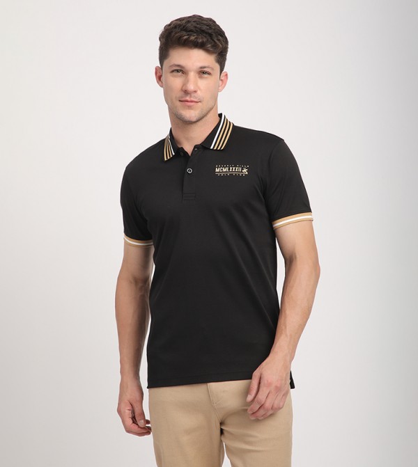 Logo Detail Contrast Trim Polo T-Shirt