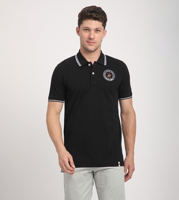 Logo Embroidered Contrast Trim Polo T-Shirt