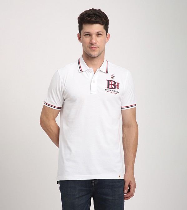 Logo Embroidered Contrast Trim Polo T-Shirt