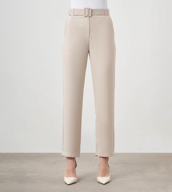 Belted Straight Fit Trousers
