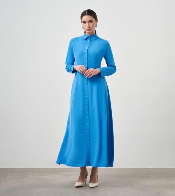 Solid Long Sleeves Shirt Dress