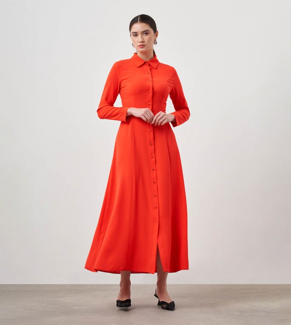 Solid Long Sleeves Shirt Dress