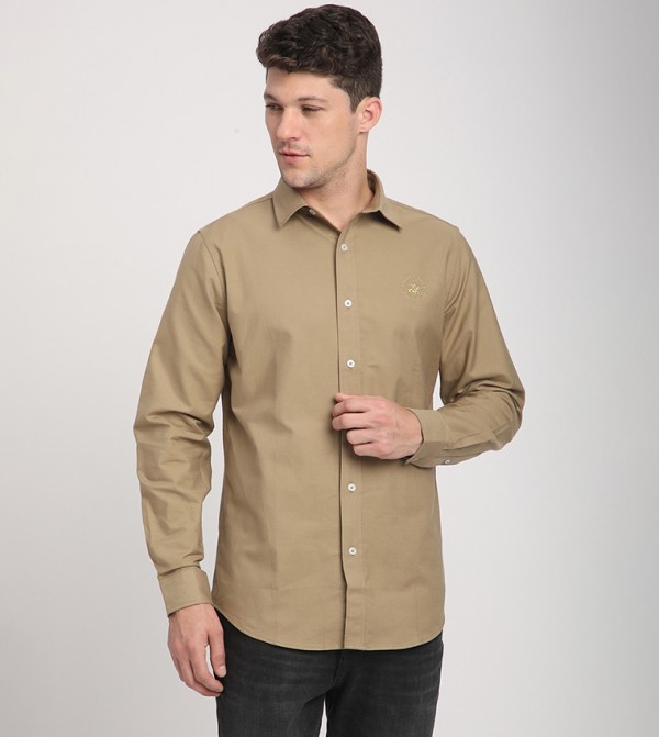 Logo Embroidered Long Sleeves Shirt