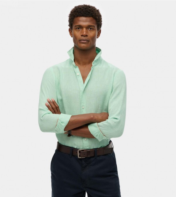 Solid Long Sleeves Linen Shirt