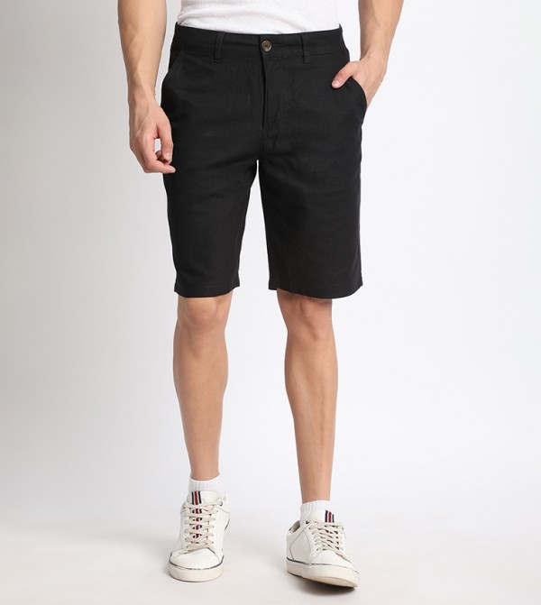 Solid Mid Rise Chino Shorts