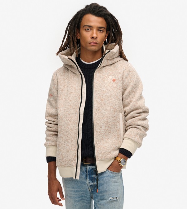 Bonded Knit Hooded Bomber Jacket