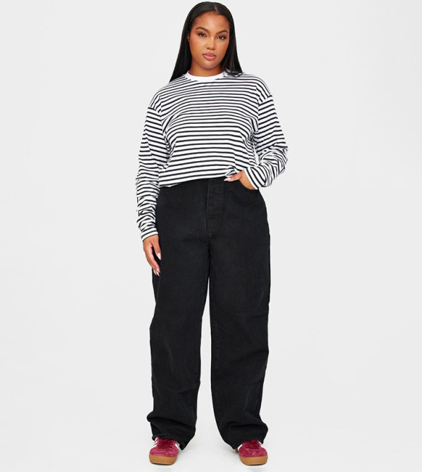 بنطال بويفريند مغسول للمقاسات الكبيرة