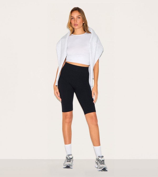 Solid Structured Contour Rib Cycle Shorts