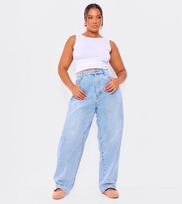 Curve Washed Boyfriend Jeans