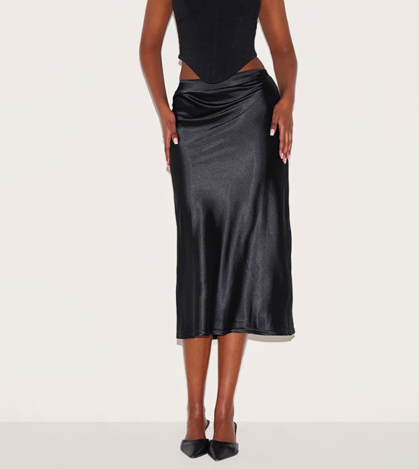 Satin Bias Cut Midi Skirt