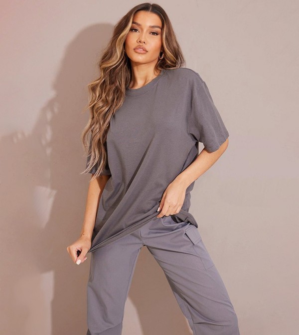 Cotton Solid Oversized T-Shirt