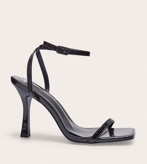 PU Square Toe Barely There Heel Sandals