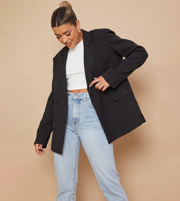 Double Pocket Detail Double Breasted Blazer