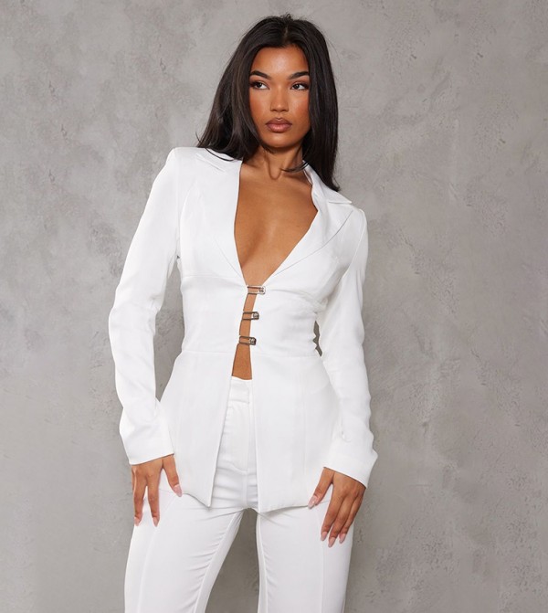 Fitted Lace Up Back Blazer