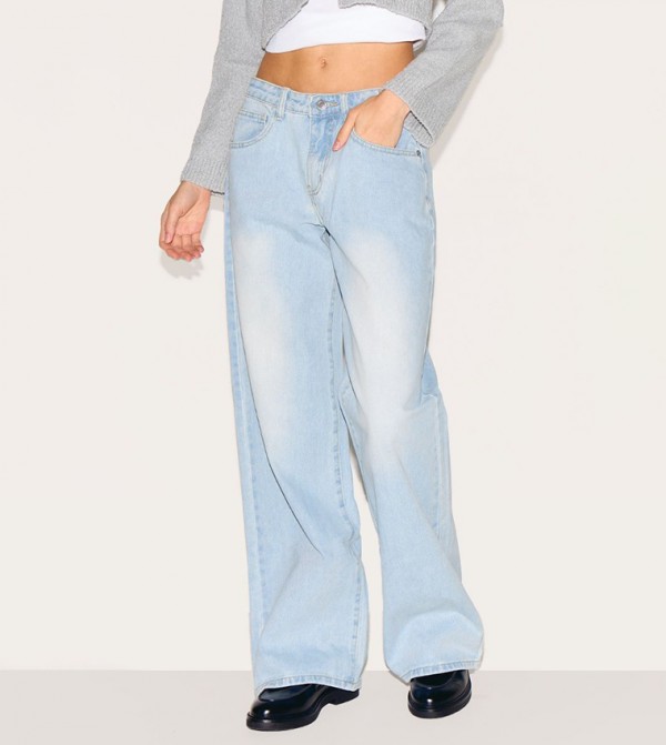 Washed Low Rise Boyfriend Jeans