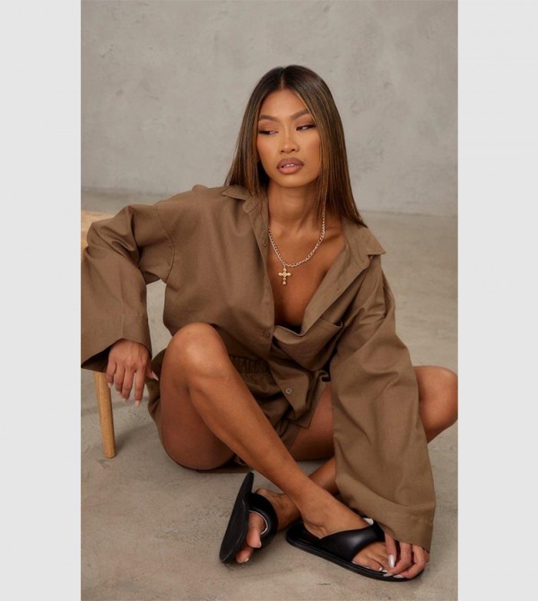 Solid Flared Sleeves Oversized Shirt