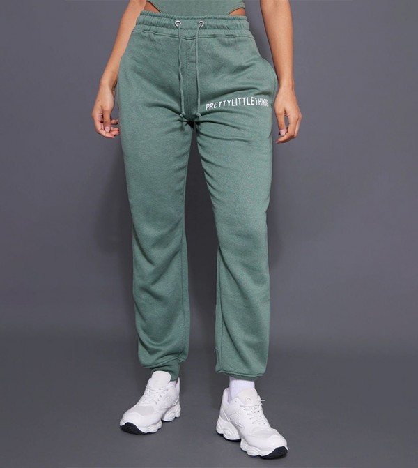 Logo Print High Waist Cuffed Joggers