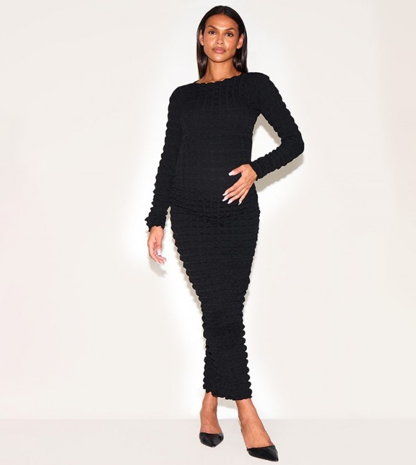 Textured Bubble Midaxi Maternity Dress