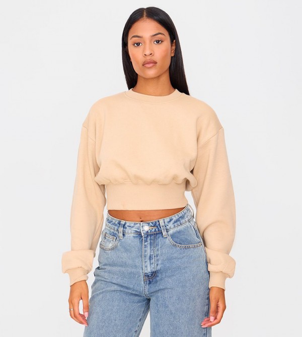 Tall Solid Crew Neck Cropped Sweatshirt