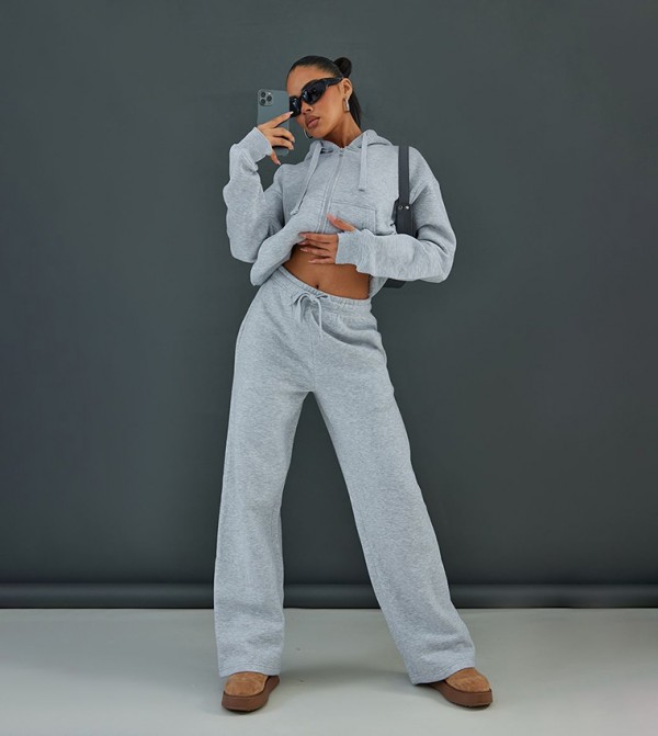 Solid Wide Leg Oversized Sweatpants