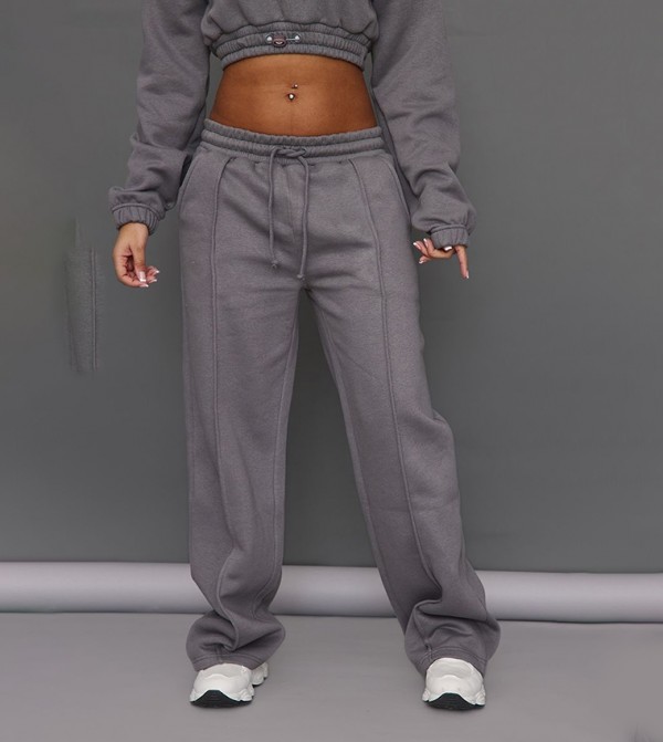 Petite Wide Leg Seam Detailed Sweatpants