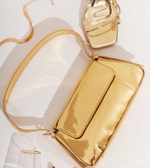 Metallic Trapeze Shoulder Bag